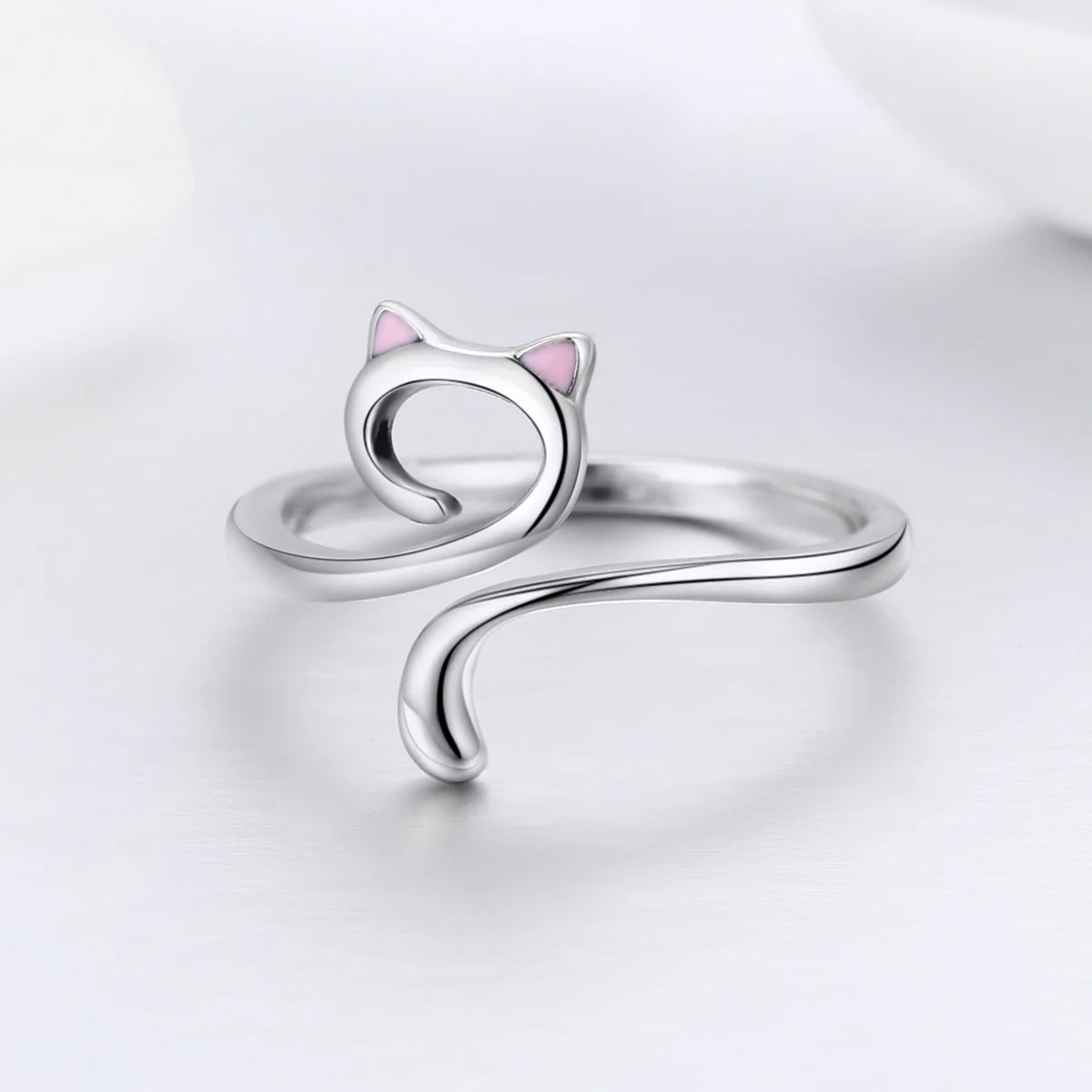 Hot Sale Authentic 925 Sterling Silver Cute Cat Nail Pussy Open Size Finger Ring for Women Party Ring Jewelry SCR341