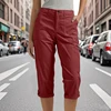 Red Ladies 3 Quater Cargo Pants Capri Trousers