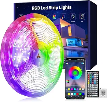 Led Lights for Bedroom 100fMusic Sync Color Changing Led Strip Lights with 60 Key Remote and App Control RGB Led Light Strip