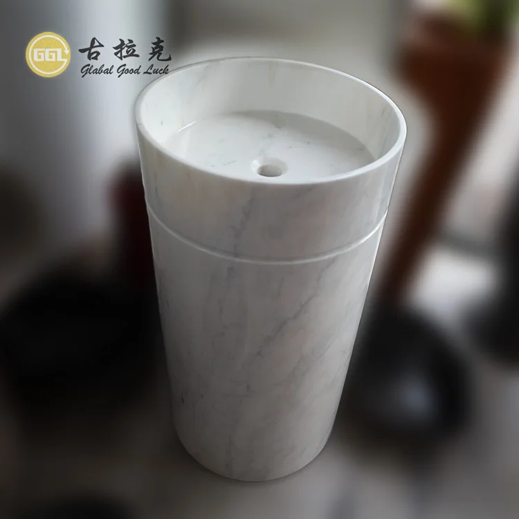 Free Standing High Class Italian White Marble Cone Basin in Bathroom/Hotel