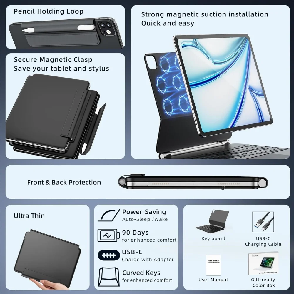 product magic keyboard case for ipad air 13 inch for ipad pro 129 inch flexible backlit keys multi touch trackpad laudtec-4