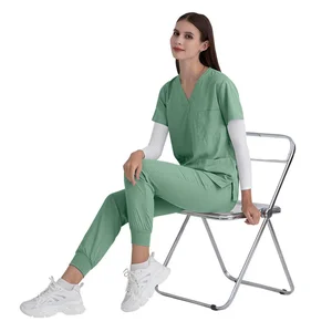 Custom Women's Nursing Scrubs Set Breathable Stretch Woven Fabric Jogger Uniforms Medical Spandex Hospital Surgical Scrubs