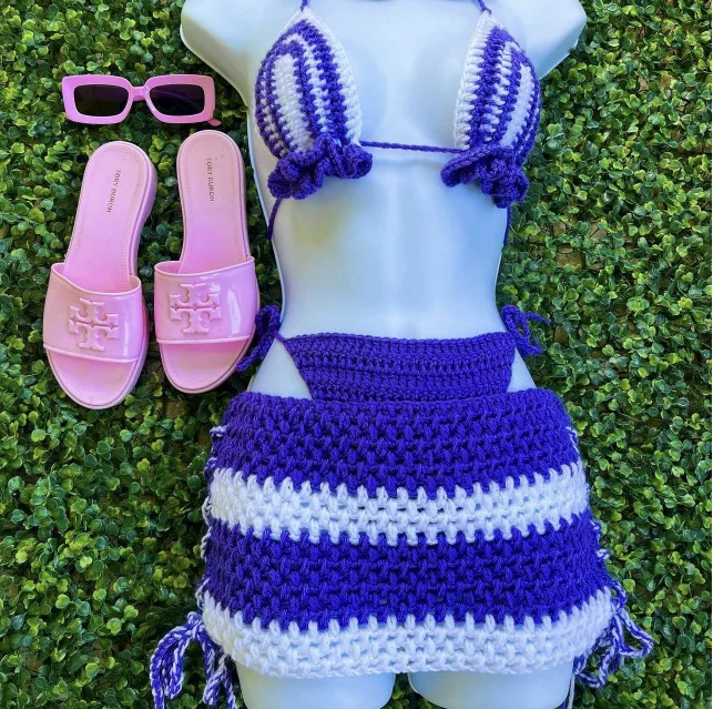 Custom Bohemian Best Swimwear Handmade Crochet Bikini Plus Size 2 Piece Set Mini Bikini Swimwear Beachwear for Women