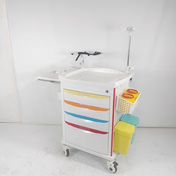 High quality mobile abs drugs medical crash cart hospital clinic hospital furniture use medical emergency trolleys