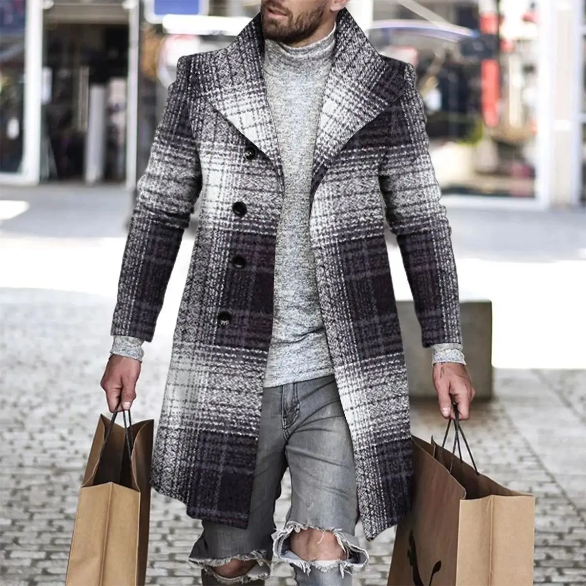 Hot Style Keep Warm Long Single Button Men's Coat For Winter Fall_voghion.com