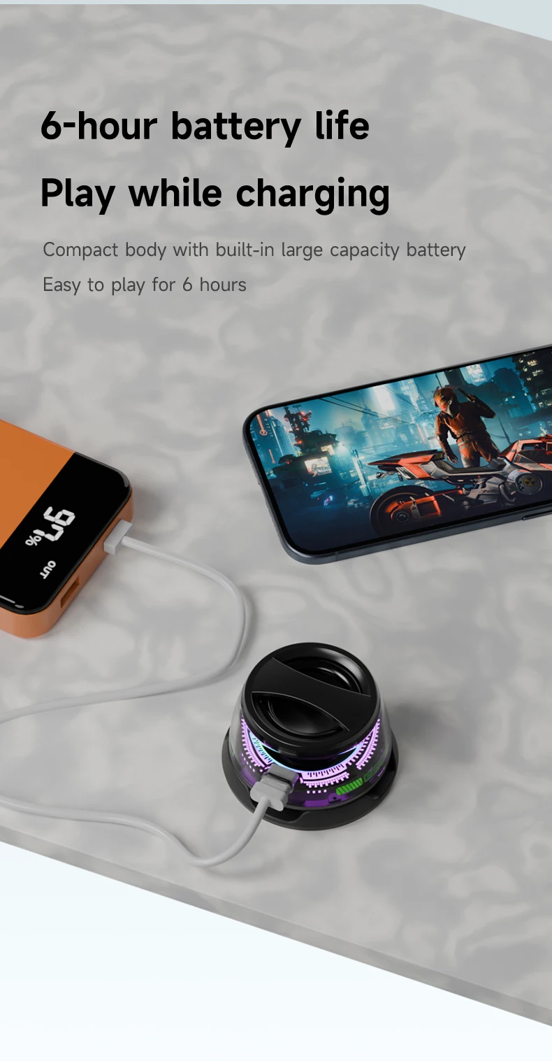 Enceinte Bluetooth Magnétique Portable G200 - Avec Lumière RGB, Support Téléphone Et étanche IPX5 | Son 3D, Autonomie 6h