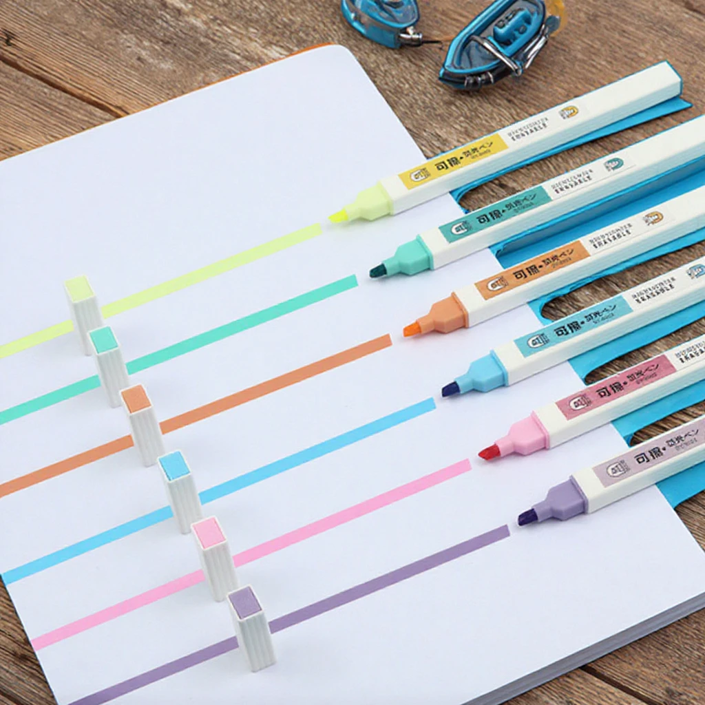 Набор мягких косых наконечников стираемый маркер яркие цветные пластиковые маркеры для студенческой книги пастельный стиль школьного использования-бумажный материал