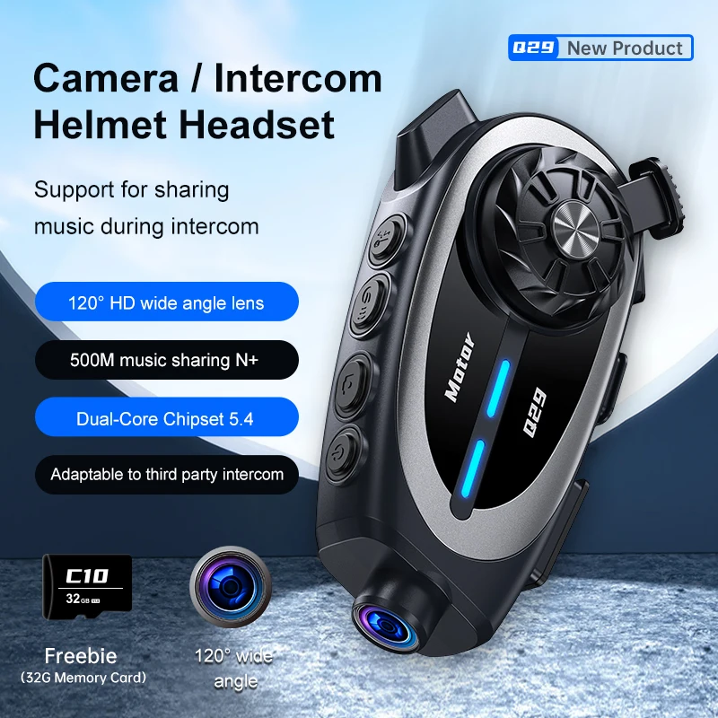 Q29 Cheap Price Helmet Headset with Camera 1080P Riders 500M Intercom  Earphone for Bike Communication System Music Sharing