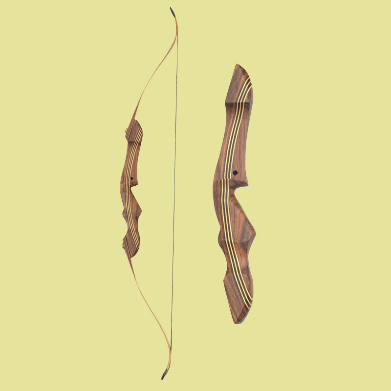 AMEYXGS Arc de chasse original incurvé noir de 60 pouces 20-60lbs Arc long en bois traditionnel pour droitier et gaucher Arc de chasse américain pour la chasse en plein air (20 lb