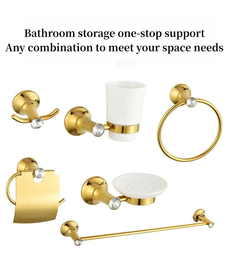Zinc Alloy Bathroom Sets Luxury Sevenpiece Set Gold Bathroom