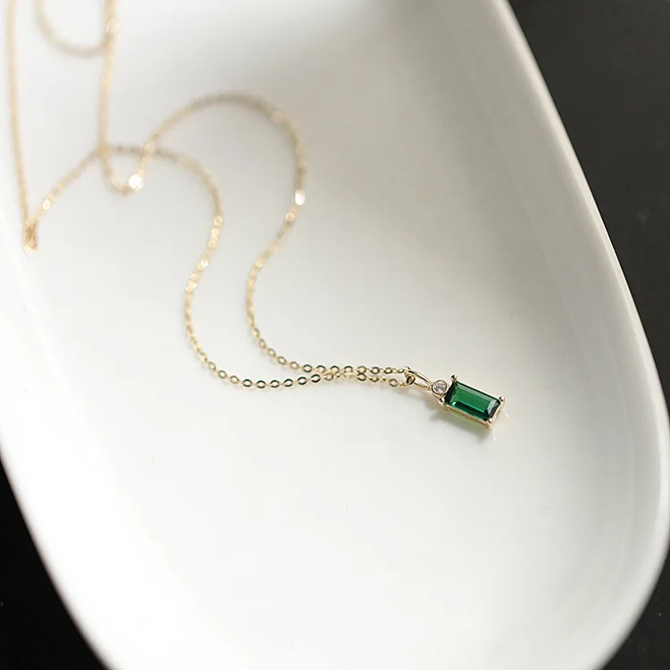 Rainbowking Statement Emerald Rectangular Zircon Princess Silver Pendant Necklace 925 Sterling Colar Personalized Luxury Jewelry