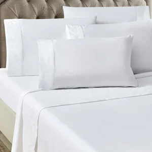 Wholesale 100% Cotton Bedsheet Flat Sheet Set Queen king Full Size White Color Fitted Sheet Bed Sheets 6pcs Set