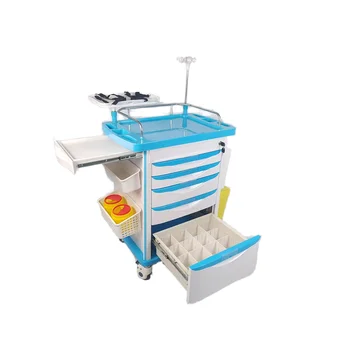 Herta  Convenient Hospital Furniture Rescue Vehicle Cart ABS Anesthesia Car Metal Medical Trolley Convenient Wheels
