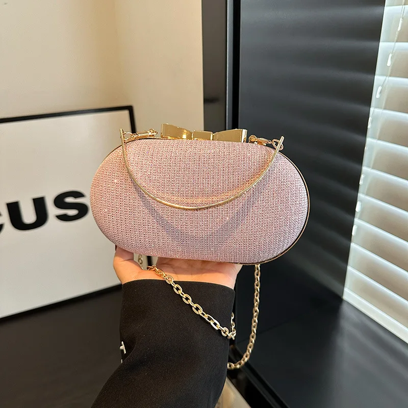 Niche High-End Luxury Portable Crossbody Hand-Held Messenger Chain Mini Polyester Lined Evening Bag Women's Red Fashionable