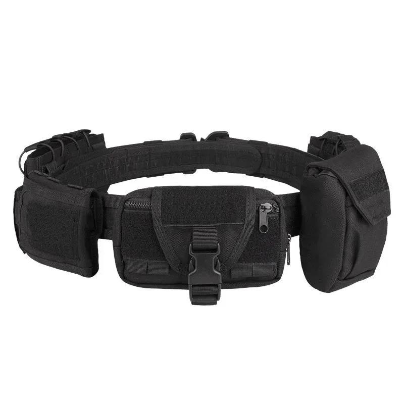 Multifunctional Tactic Waist Belt Adjustable Tactical Belt with Detachable Pouch Quick Release Buckle for Outdoor Activities