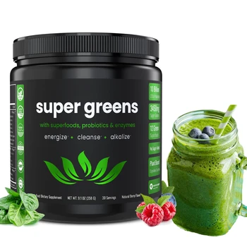 100% Organic Food Supplement Probiotics Fiber Enzyme Super Greens Powder Drink