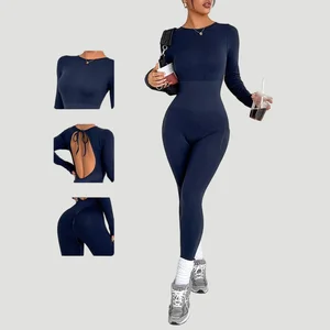 Leotards Hot Sale High Quality Navy Blue Gym Wear Simple Matching Frenulum Football Jumpsuit Gymnastics Girls