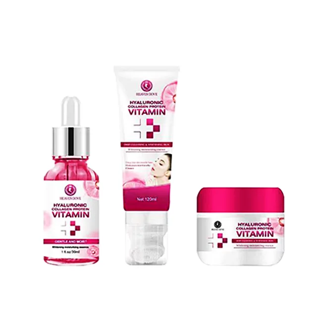 Wholesale Private Label Beauty Anti-aging Whitening Pink Cleanser Rose water Vitamin c face Serum Skin care set