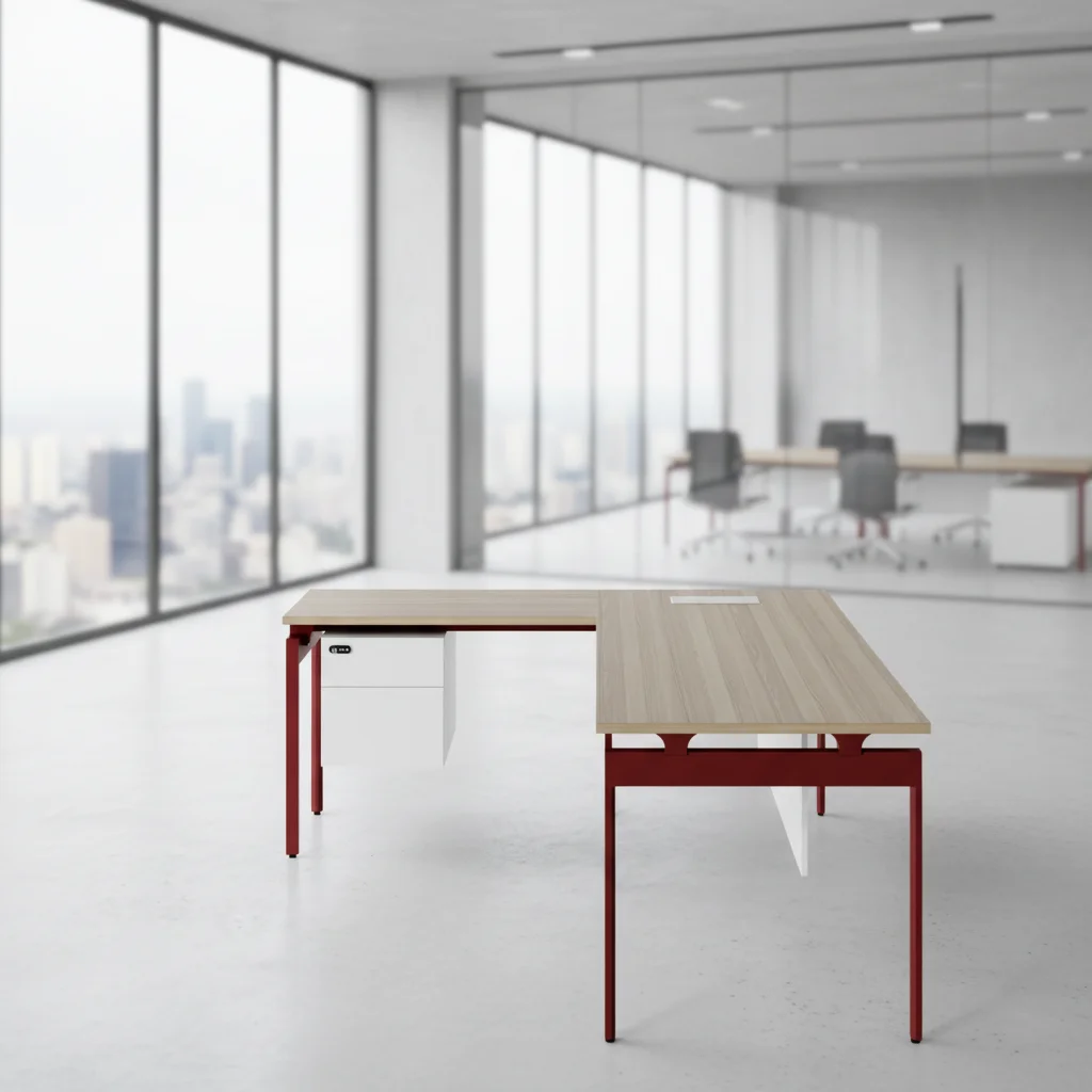 Convertible Manager Desk Steel Frame Workstation Attached Storage Shelves Modern Design Standing Desk for Business 6