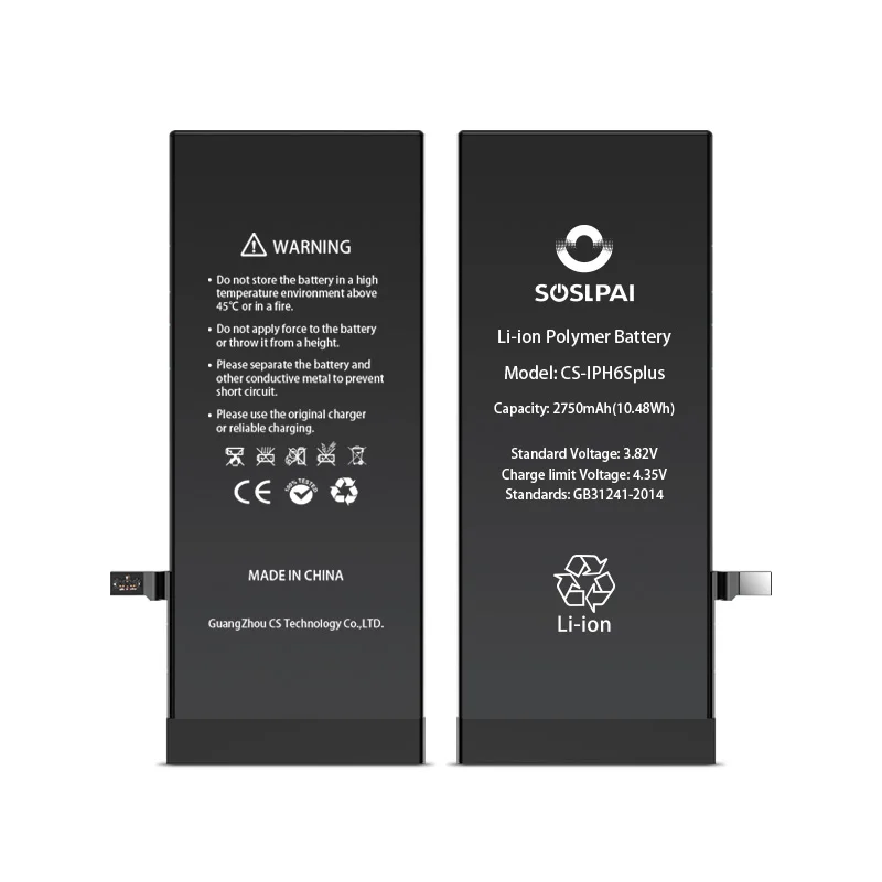
 Бесплатная доставка, оптовая продажа, комплект батарей SOSLPAI для сотового телефона iPhone 6S plus, 2750 мАч, аккумулятор для смартфона  