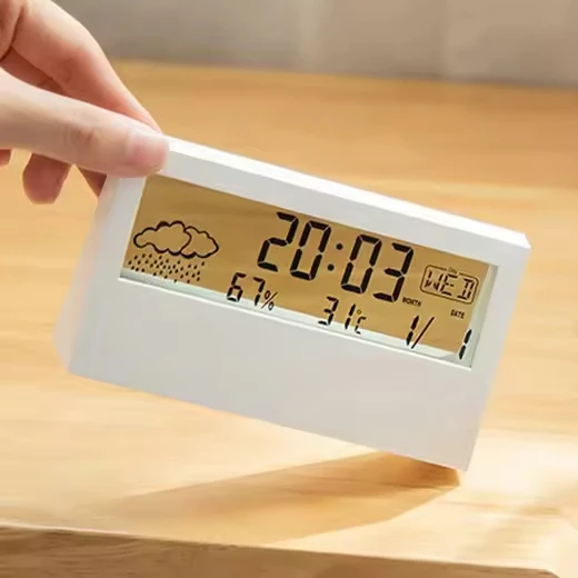 Compact and Transparent Weather Station Multi-function Digital Clock Modern Style for Office and Home Weather Image Temperature