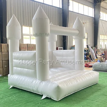 Children kids bouncy castle inflatable jumper white bounce house 8x8 with air blower