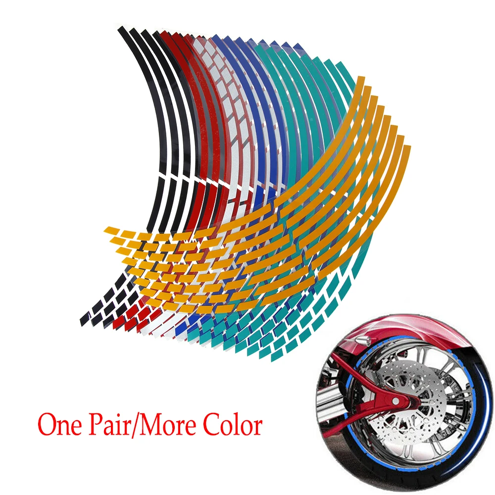 18 inch 16 Strips Reflective Motorcycle Car Rim Stripe Wheel Decal Tape Stickers 