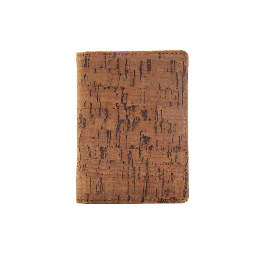 Tarjetero de cuero de corcho Natural para hombre, billetera de