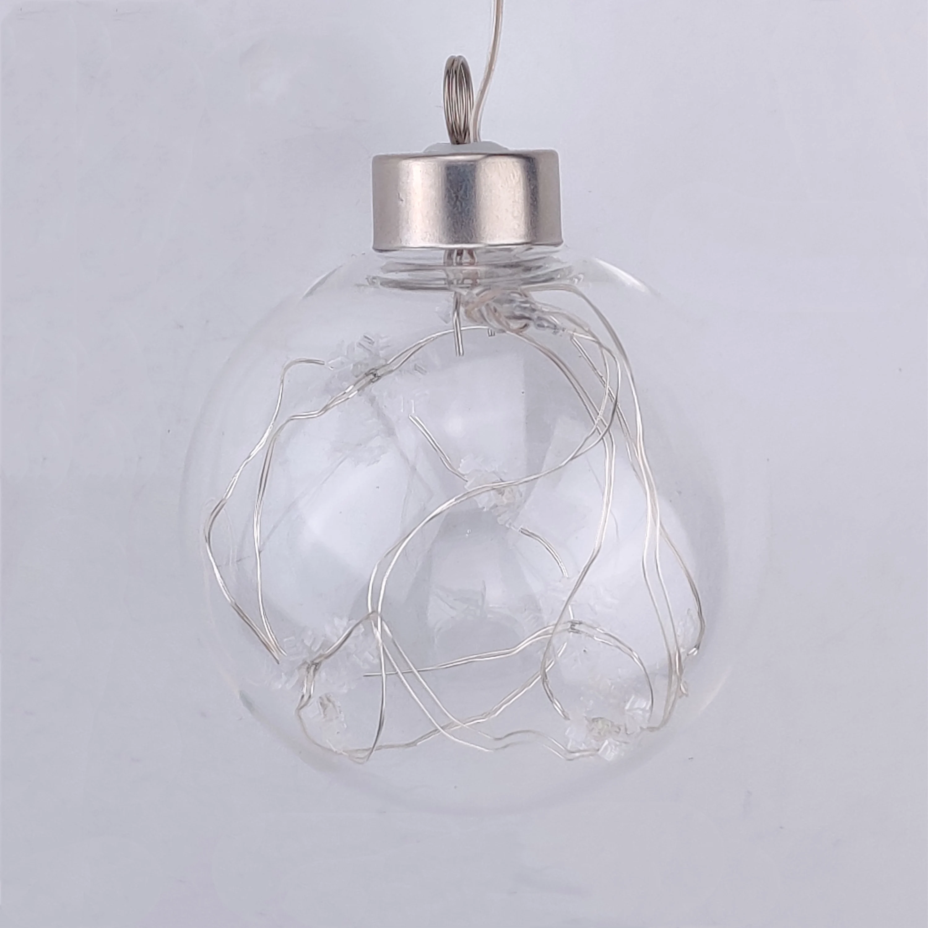 Wholesale 8cm Transparent Clear Christmas Glass Ball With LED Lights For Christmas Tree Decoration Indoor