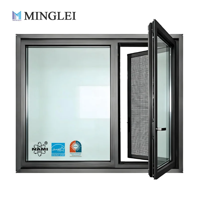 NFRC AS2047 SAMPLE windows Modern Soundproof Aluminum Alloy Framed French Triple Glazed Casement windows