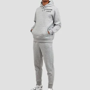 OEM Sport Outfit Workout Cotton Tracksuit Oversize Hoodies and Loose Trousers Blank Embroidery Puff Printing Set for Men