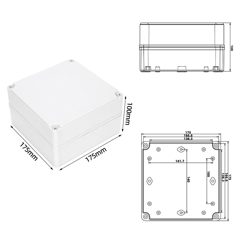 175*175*100mm IP67 AG Series Middle Size Electric Outdoor Waterproof Cable Box Watertight ABS Plastic Junction Enclosure