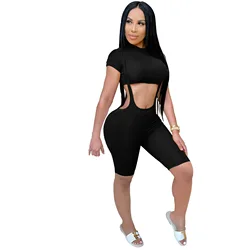 Короткий топ на бретелях, летний комплект из 2 предметов, сексуальный эластичный комплект из двух предметов