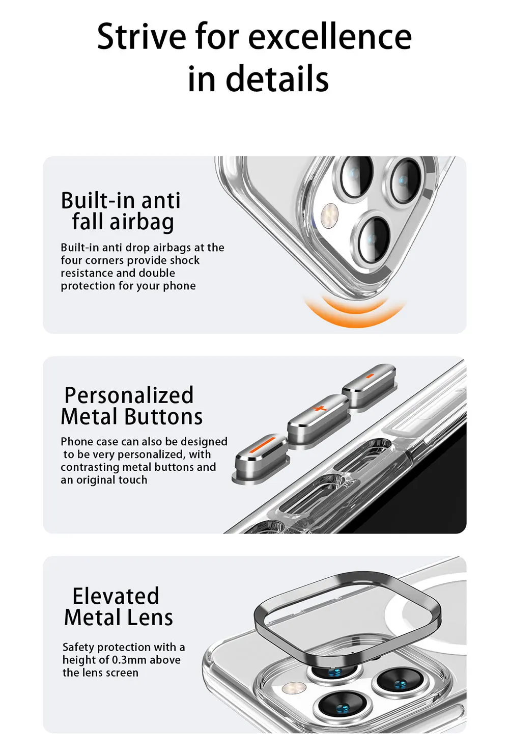 product clear case for iphone 15 14 13 12 plus pro max camera protector magnetic ring phone transparent hard pc  wls82 wlons-10