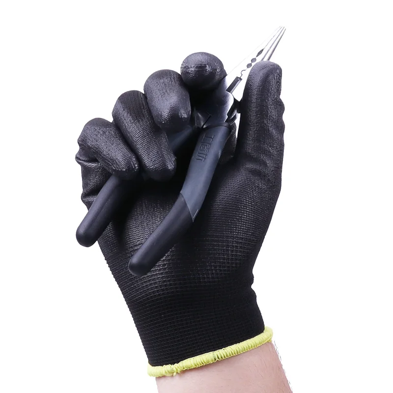 XINGYU  High Quality Custom CE Certificated EN388 Black PU Rubber Gloves Garden Mechanic Flexible PU Coated Safety Work Gloves