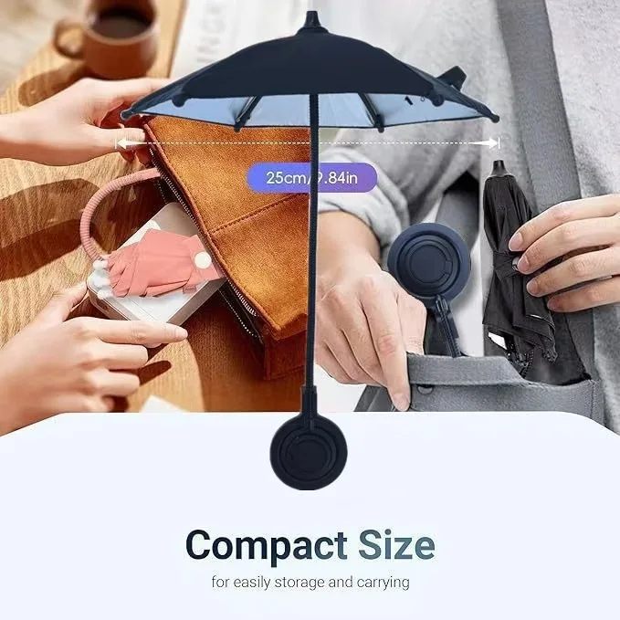 Magnetic Retractable Phone Umbrella Stand Umbrella Mini Sunscreen Cute Wholesale Custom logo preview 4