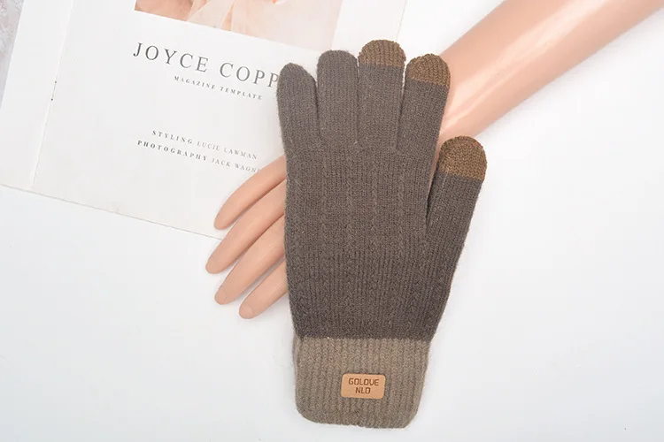 Оригинальные китайские теплые зимние перчатки варежки для сенсорного экрана вязаные бархатные рождественские Волшебные модные акриловые и кашемировые