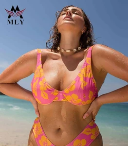 Swimsuit Vendor 2026 Swimwear Custom Beach Wear Designer Bathing Suits Women Print Pink Sexy Bikini Set