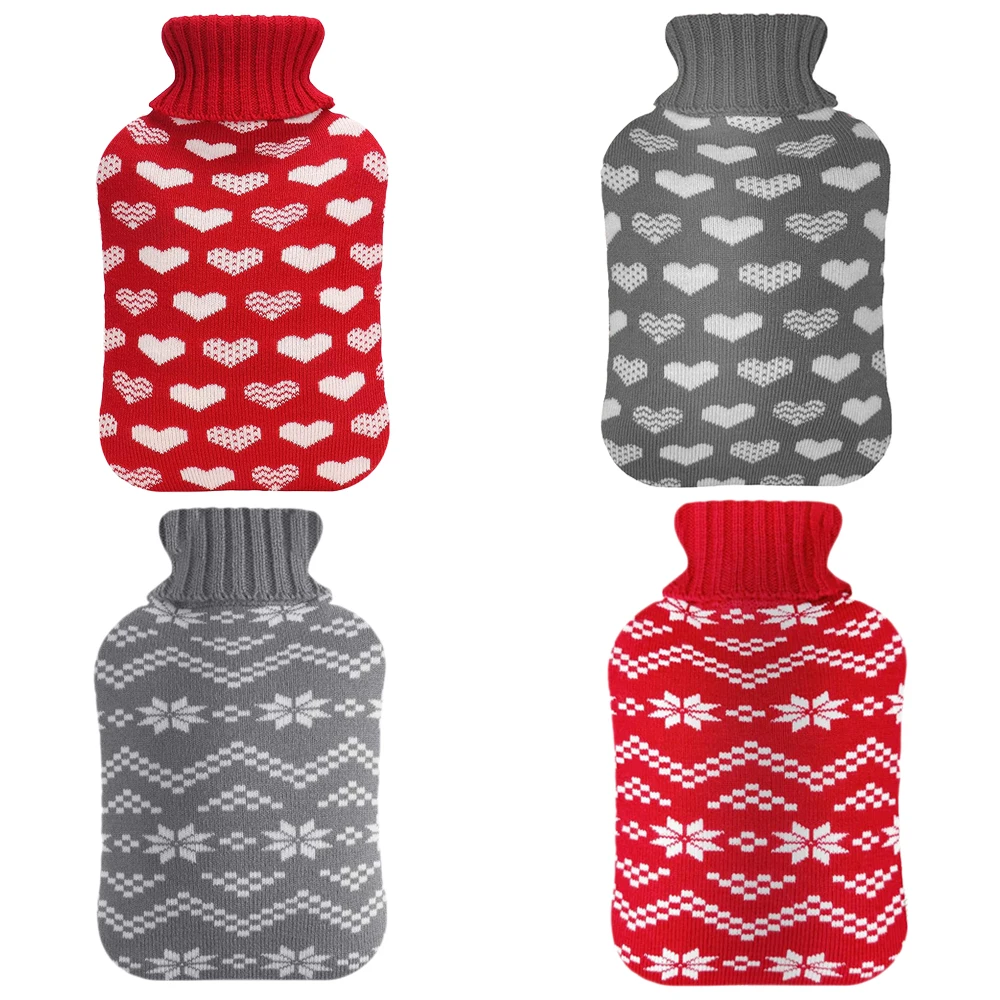 1l 2l long term insulation wearable hot water bottle bag rubber knit cover for neck shoulder cramp pain relief foot hand warmer