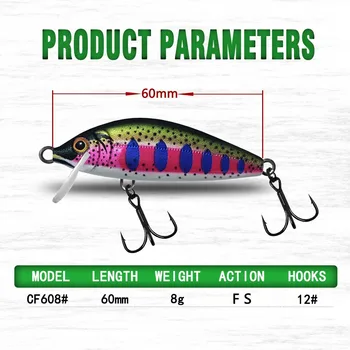 Artificial Hard Bait Lure Twitching Sinking Minnow 6cm 8g 4 Colors Plastic Stream Bionic Tilapia Bass Hooks – Minnow – view 5