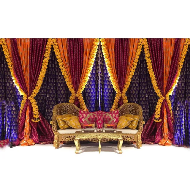 Indian Wedding Zari Work Backdrops Beautiful Mehndi Ceremony Zari Backdrops  Wedding Walima Stage Zari Backdrops Curtains - Buy Wedding Backdrop,Sequins  Backdrop,Embrodried Backdrop Product on 