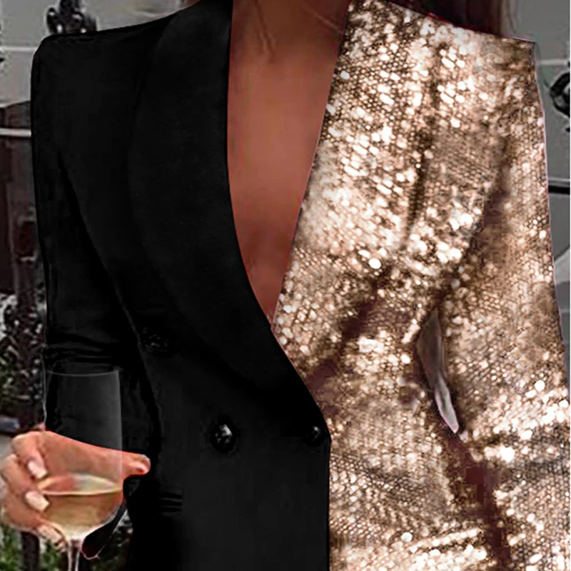 Women Deep V-neckline Long Sleeves 