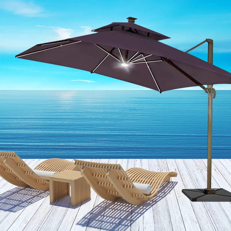 Waterproof Sunscreen Large Parasols outdoor LED light Roma umbrella 3*3m Modern Roman 4M Round Cantilever Umbrellas