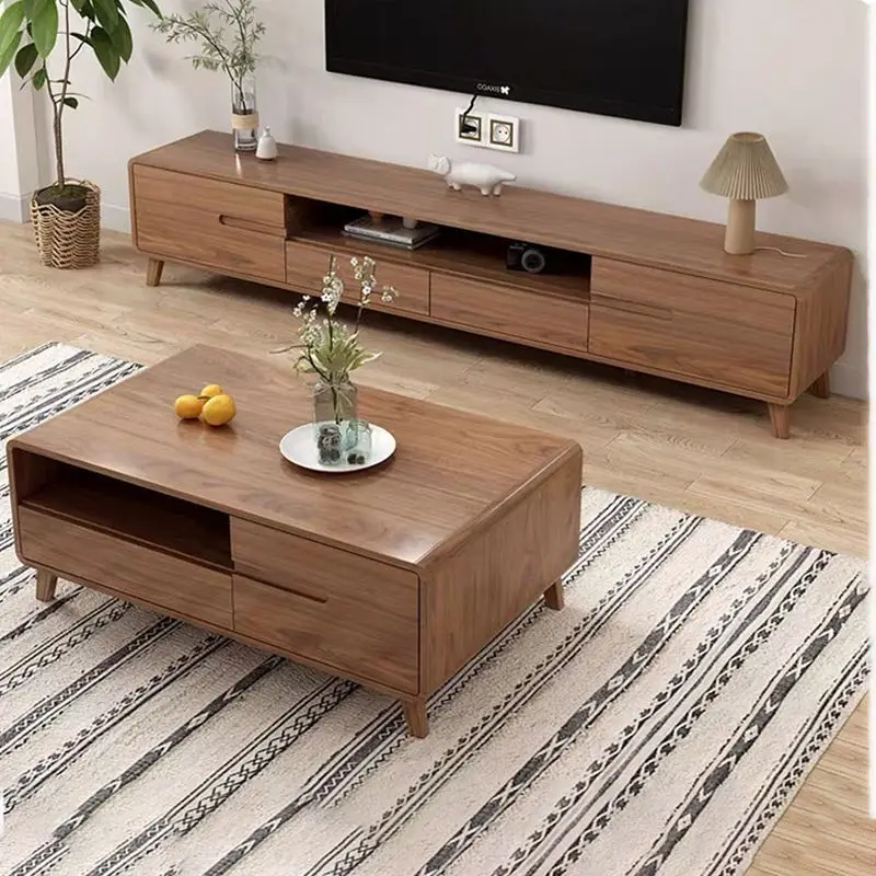 Simple Nordic Style Solid OAK Wood Living Room Furniture TV Cabinet With 2 Drawers 2 Doors Modern TV Stand