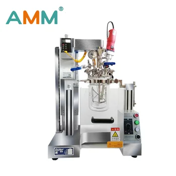 AMM-1S benchtop modular 1L  jacketed vacuum emulsifier glass reactor hydrogenation solutions