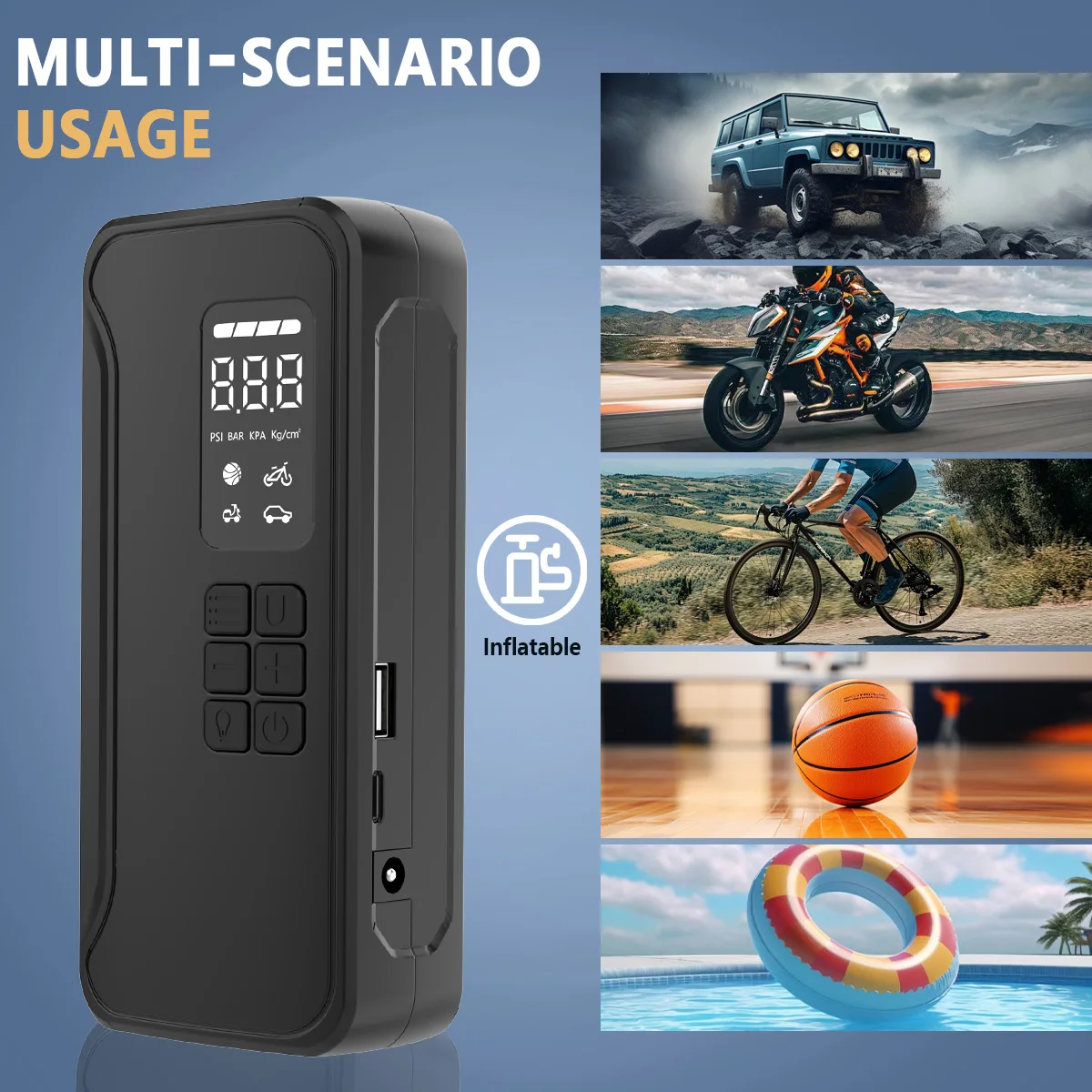 OEM/ODM 4000mAh 21mm Digital Portable ABS Car Tyre Pump Wireless Electric Air Compressor with Ball Inflator Car Tire Inflator - view 5
