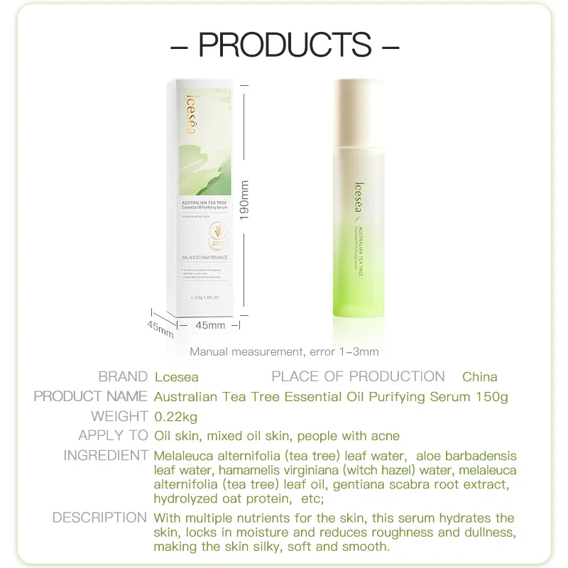 Icesea Tea Tree Oil Purifying Essence Lotion- Daily Acne Treatment Oil Control Pore Minimizing Face Moisturizer(pic8)
