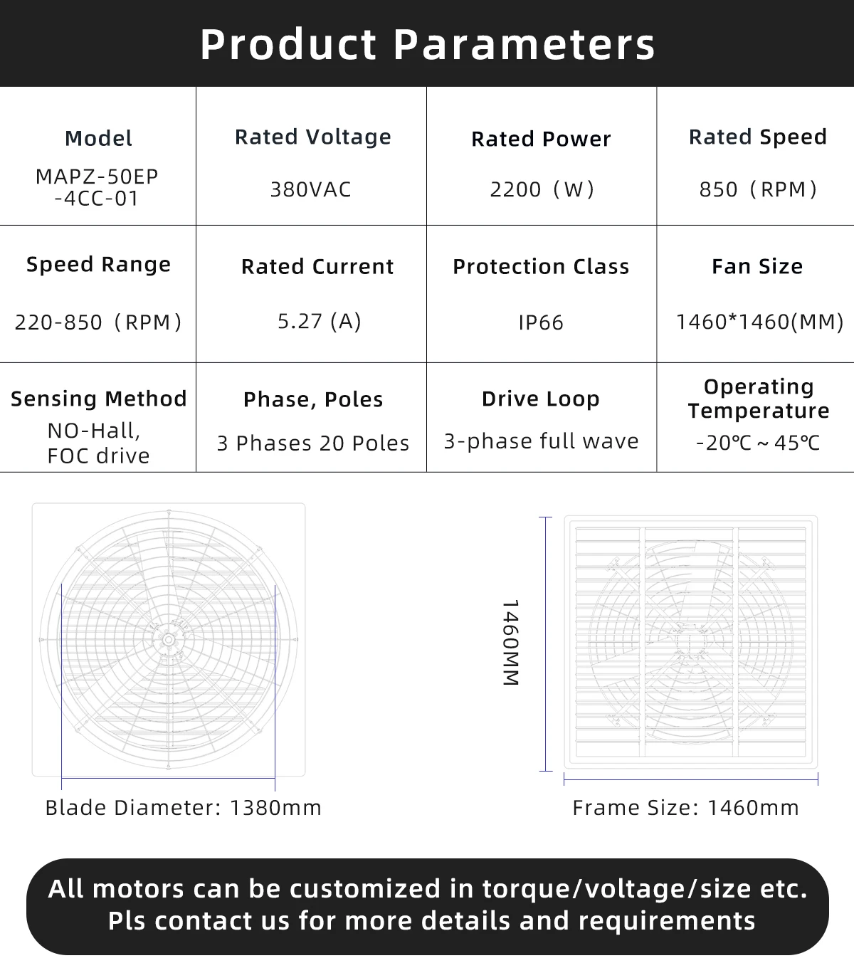 Speed Greenhouse Exhaust Fan, 30%, 2200W - detail 16