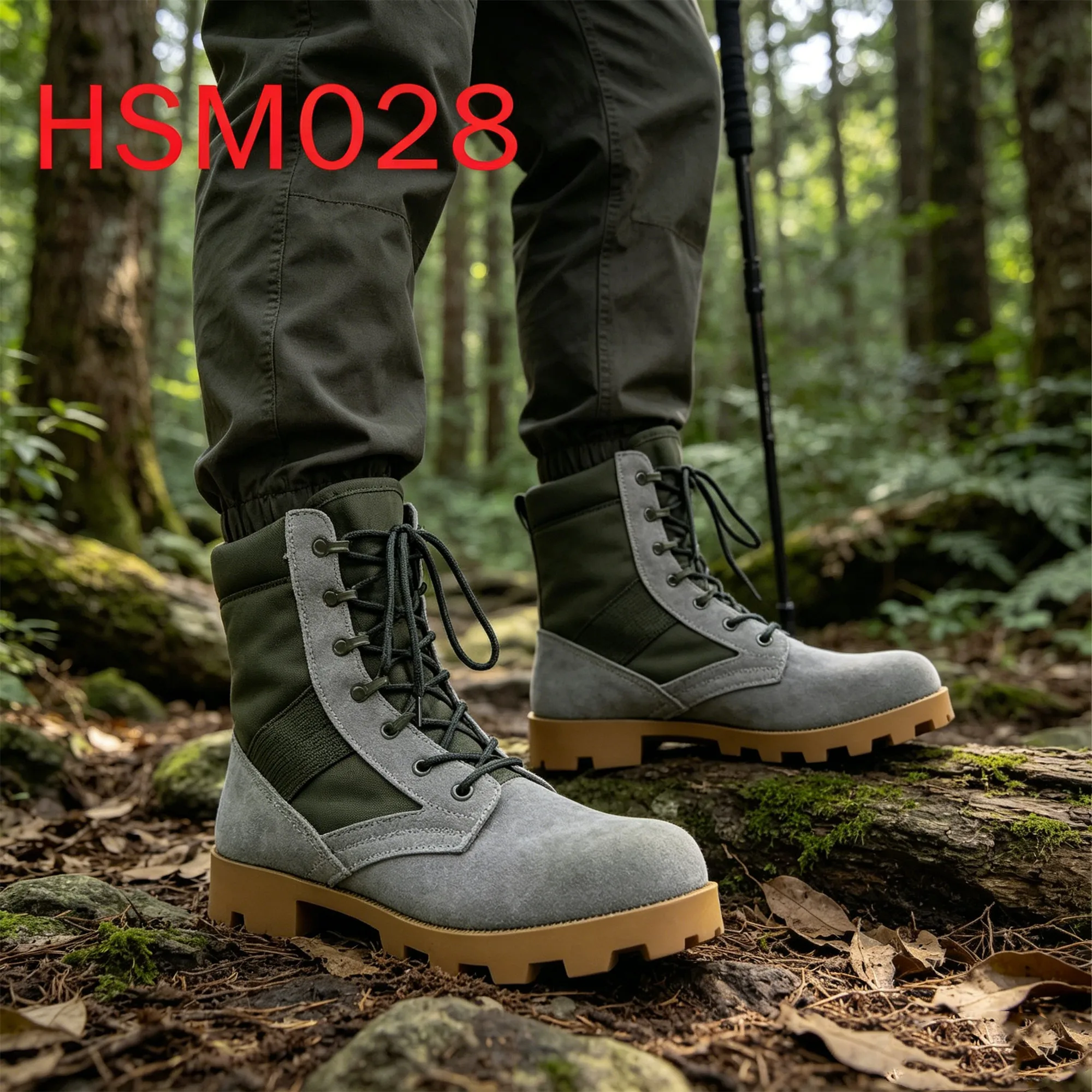 ZYF, Praktik Keselamatan: Sol Luar Karet Super Keras, Sepatu Jungle Hijau, Sepatu Berburu Altama dari Suede Alami Tahan Robek (Rip-Stop), Model HSM028
