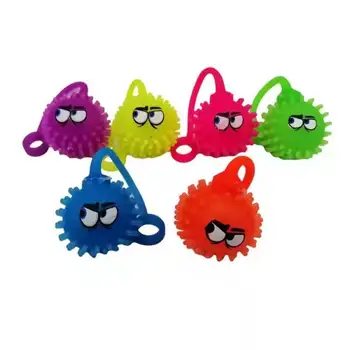 Glowing Plastic Toys Soft Tpr Expression Face Small Spiky Puffer Ball With Eyes With Yoyo For Vending Machine Capsule Toy